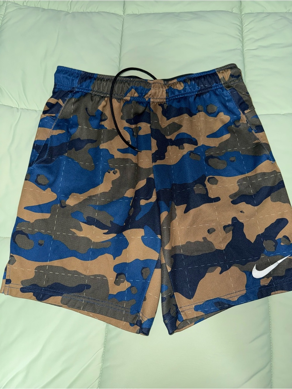 Nike Men's Blue and Brown Camo Training Shorts